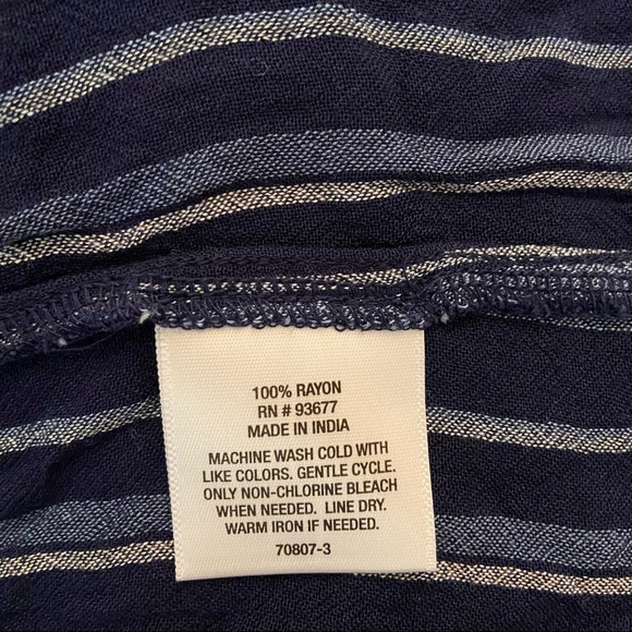 New A.N.A. Gwen Stripe Navy Boho Long Sleeve Blouse Size Small - Picture 7 of 8